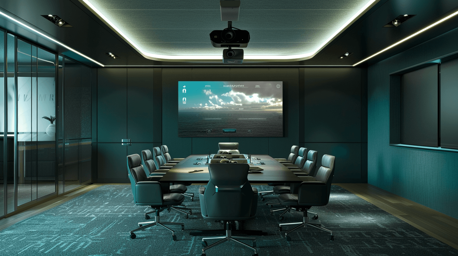 Modern conference room designed for hybrid meetings